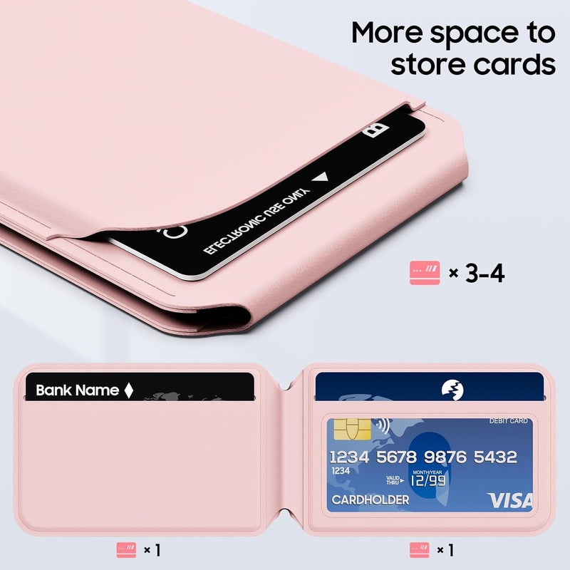 Frapkom Magnetic Wallet for iPhone, Adjustable Leather Mag-Safe Card Holder for iPhone 17/16/15/14/13/12 Series, ID Window, Card Slot, RFID Blocking (pink) - Image 4
